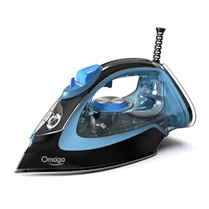 Steam Iron for Clothes, 1750W Clothes Iron with 3-Way Auto-Off, Rapid Heating Durable Ceramic Soleplate, Iron for Clothes with 15.21oz Water Tank, Anti-calc Function, Self-Cleaning