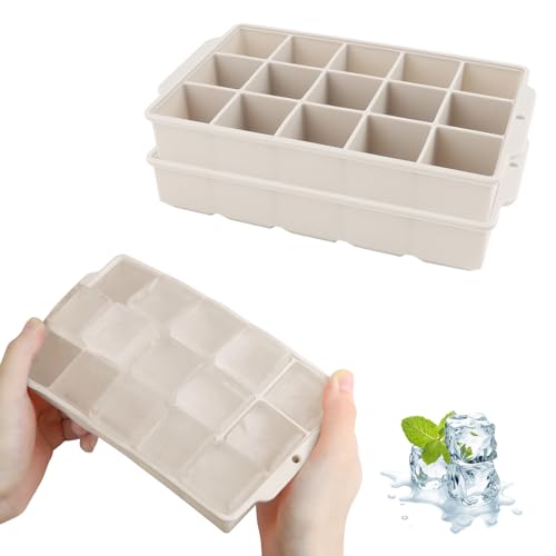 JOPHEK Stampo 30 Cubetti Ghiaccio Silicone, 2 Pezzi Quadrati Grandi 3,5cm per Cocktail, Whisky, Vino, Frutta, Puree di Frutta, Gelati