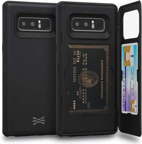 TORU CX PRO Case for Galaxy Note 8, with Card Holder | Slim Protective Shockproof Heavy Duty Cover with Hidden Credit Cards Wallet Flip Slot Compartment Kickstand | Include Mirror - Black