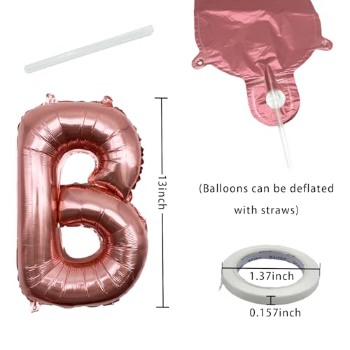 Image of Rose Gold Happy Birthday Balloon Banner Foil Balloons - 16 Inch Mylar Letters Balloons, Reusable Birthday Decorations for Men, Women Party Supplies