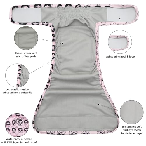 Image of Female Dog Diapers Reusable No Tail Hole Period Panties Washable 3 Pack Diapers Female for Docked-Tail Frenchie French Bulldog Boston Terrier Without Tail U-WWD06S