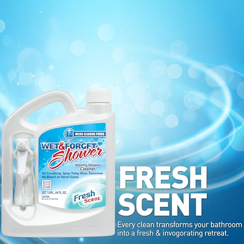 Wet & Forget Shower Cleaner Spray Multi-Surface Weekly Application Requires No Scrubbing, Bleach-Free Formula, Ready to Use, Fresh Scent, 3 Months of Cleaning, 64 Fluid Ounces, 1 Pack - Image 6