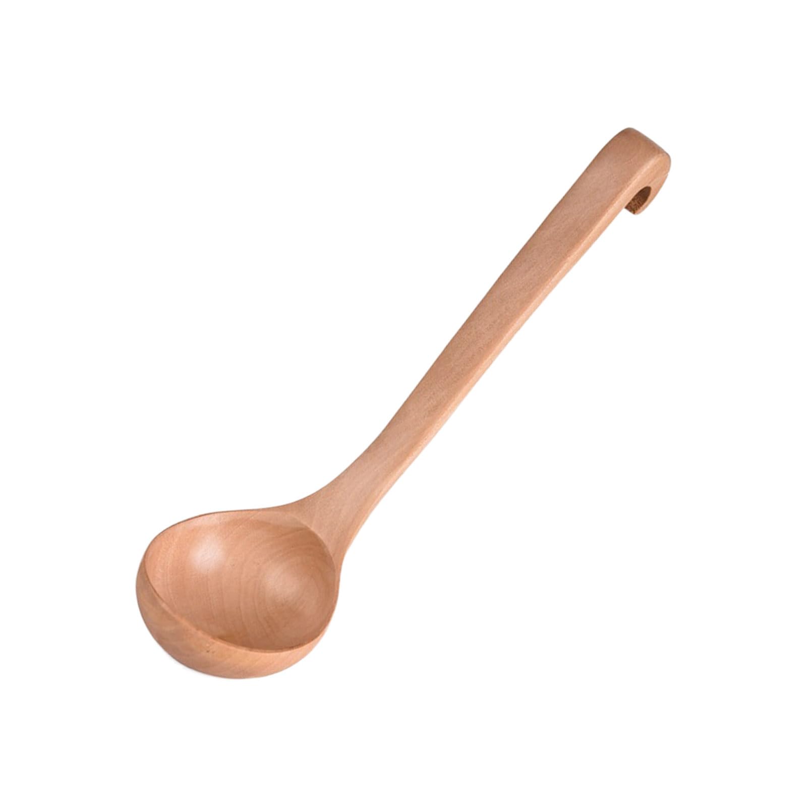 Kalttoy With Hook Heatproof Wooden Ladle Spoon With Ergonomic Hook Handle For Soup Serving & Stirring Hot Dishes Wooden Serving Spoon