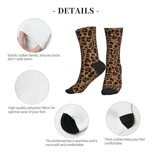 MOLIAN Leopard Print Athletic Crew Socks For Women Men Novelty Sports Socks3