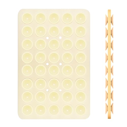 Image of Double Sided Silicone Suction Phone Holder Mount, Silicon Accessory for iPhone and Android, Hands-Free Mirror Shower Phone Holder, TikTok Videos and Selfies (Off-White+Red)