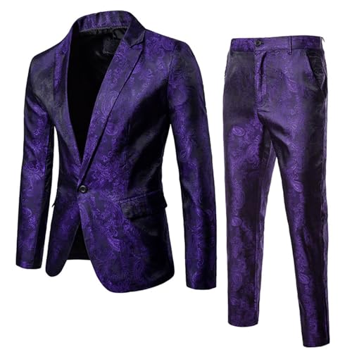 Men's 2 Piece Suits Classic Fit One Button Dress Suits Tuxedo Jacket Blazer for Wedding Business Dinner Prom