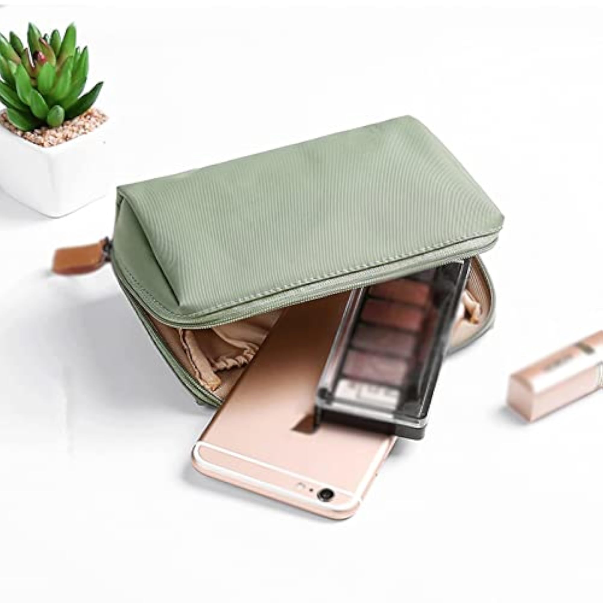Simple Solid Color Cosmetic Bag for Women, Waterproof