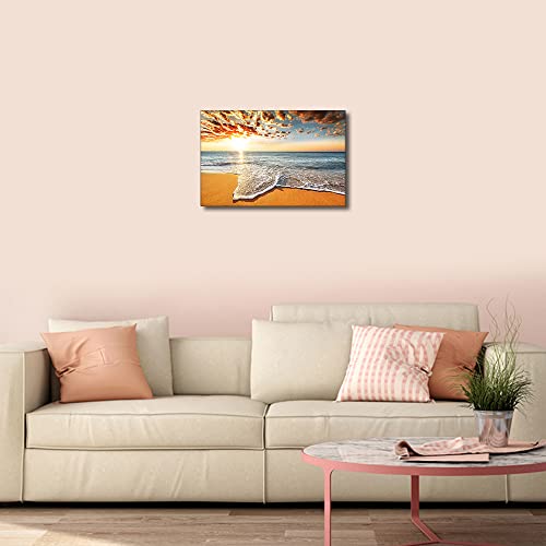 TISHIRON Canvas Wall Art Framed Ocean Waves Beach Painting Decor for Living Room Bedroom Bathroom Wall Décor Scenery Dining Room Decorative 8x12inch (20x30cm) - Image 3