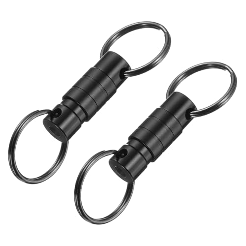 PATIKIL Brelok do kluczy z szybkim zapięciem, odpinane kółka na klucze klips sprężynowy dzielony zatrzask oddzielne breloki uchwyt na zamek, Czarny, 74mm/2.91Inch