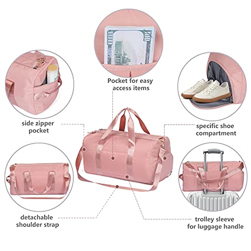 Image of Puffy Duffle Bag For Women, 18 * 14 * 8 Personal Items Bag with Wet Pocket, Overnight Weekender Travel Bag, orange1, medium, Sporty Casual