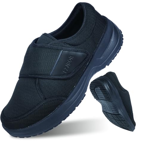 Image of Diabetic Shoes for Men Women, Adjustable Extra Wide Slip-on Walking Shoes with Arch Support, Therapeutic Cushioning for Swollen Feet Neuropathy Edema, Orthopedic Hook and Loop Closure for Seniors