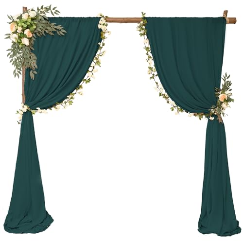 8 Panels Wedding Arch Draping Fabric 28" x20Ft Wedding Arch Drapes Chiffon Fabric Drape Sheer Backdrop Curtain for Weddings Party Ceremony Birthday Arbor Drapery Reception Ceiling Décor(Emerald Green) by SATULGAU - Image 5