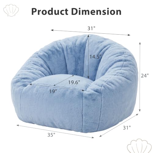 Image of HUGHEAVEN Medium Memory Foam Bean Bag Chair for Teens & Kids - 3ft | Fluffy Floor Chair Lounger, Cozy Faux Fur Reading Nook Chair, Comfy Beanbag Sofa Couch, Floor Seating Foam Seat with Filler