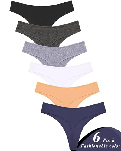 Image of READY TO LOVE Cotton Underwear for Women Pack Breathable Thongs for Women Sexy Stretch Soft Womens Panties Thong XS-XL