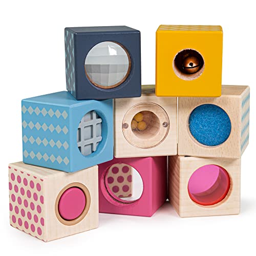 Image of Bigjigs Toys FSC Certified Sensory Blocks, Wooden Sensory Toys for 1 2 3 Year Olds