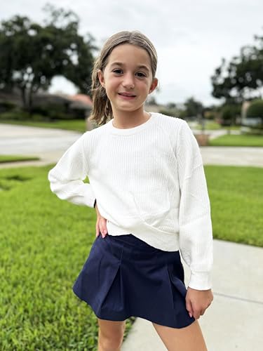 Image of Arshiner Girl's Sweaters Kids Twist Front Cute Pullover Knitted Jumper Fall Winter Clothes