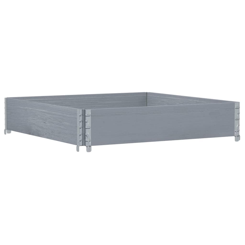 Paletten-Aufsatzrahmen Grau aus massivem Kiefernholz 100x100 cm mit klappbaren Metallecken stapelbar für Lager, Transportplattform, Logistik und Ladungssicherung im Versand und Spedition