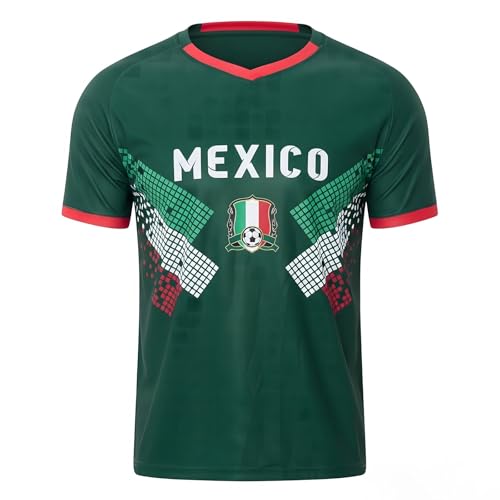 Camiseta festiva de manga corta para eventos de fútbol 2026 Camiseta de manga corta para hombre Camiseta de entrenamiento para aficionados activos ocio deportivo, verde, S
