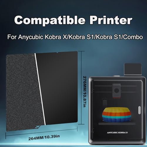 Image of 264x276mm Black Build Plate Double Sided Textured PEI+Smooth PEI Flexible Removable Spring Steel Heated Printing Bed Platform for Anycubic Kobra S1 / Kobra X /Kobra 4 3D Printer