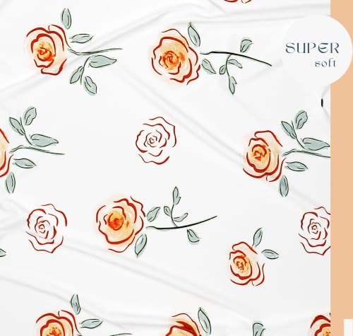 Image of SANMARINO 210TC Cotton King Size Bedsheet with 2 Pillow Covers | Premium Floral Print Design Flatsheet |Ultra Soft Breathable Skin Friendly Bedding Set for All Season Use 90 x 100 Inch,Peach Blossom