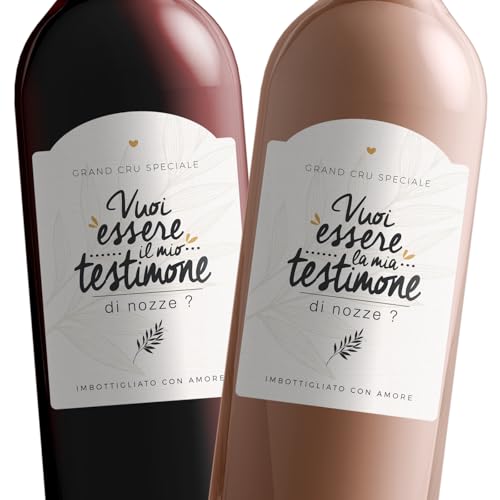 Manahia - LOTTO DI 2 Etichette bottiglia testimone | Vuoi essere la mia/il mio testimone di nozze? | Proposta testimone, etichetta vino personalizzata, regalo testimone, annuncio speciale nozze