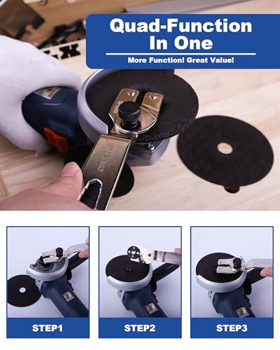 Image of 4-in-1 Angle Grinder Wrench | Multi-Function Pin Spanner | Adjustable 9 /16 inch-2 1 /16 inch | Hexagonal Nut Tool with Bottle Opener | Steel Nickel-Plated