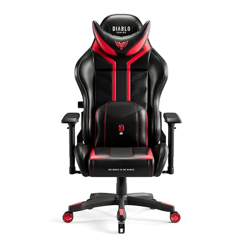 X-Ray Sedia Gaming Poltrona da Ufficio Braccioli 4D Design Ergonomico Perforazione Pelle Sintetica Funzione di Inclinazione Nero-Rosso King (XL) - Sedia gaming - Immagine 8
