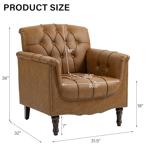 Sillón Plegable confortable de cuero sintético camel miniatura 2