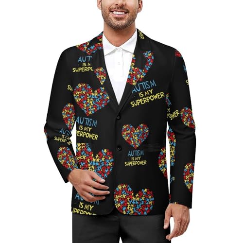 Autism is My Superpower Classic Suits Blazer for Men Business Tuxedo Jacket Sport Coat Two Buttons