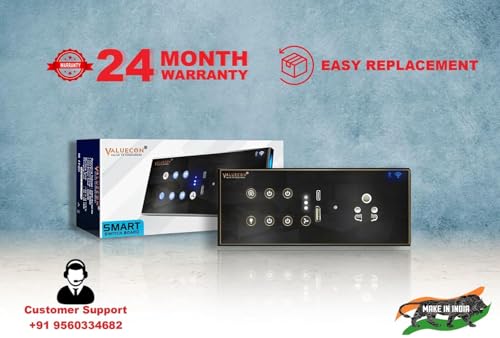 Image of i380 6 modular Smart Wifi Switch Board with 4 Switch,1 Fan,1 Socket, C & A type USB charging ports|Finger-touch, App Control, Voice-controlled by Alexa, Google Home, Google Assis (GLDN MB)