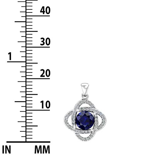Belinda Jewelz Womens 925 Sterling Silver Cute Love Knot Sparkling Gemstone Push Back Stud Earrings Hanging Pendant Necklace Beautiful Fine Jewelry Accessory Set, 1.65 Carat Created Blue Sapphire #TOP2
