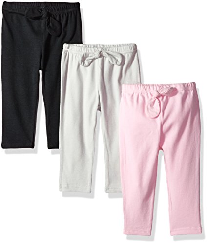 Hudson Baby Unisex Baby Cotton Pants and Leggings, Light Pink Black, 9-12 Months