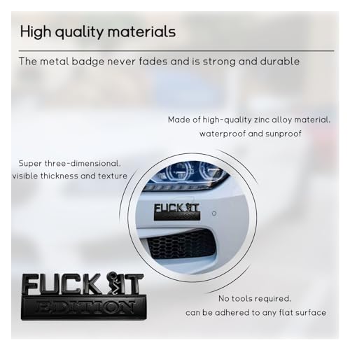 Image of Dickno Fuck It Edition Emblem for Car, Auto Fender Bumper Decoration Stickers, Vehicle 3D Side Fender Rear Trunk Decal Badge, Universal Exterior Accessories for Car Truck SUV (Black)