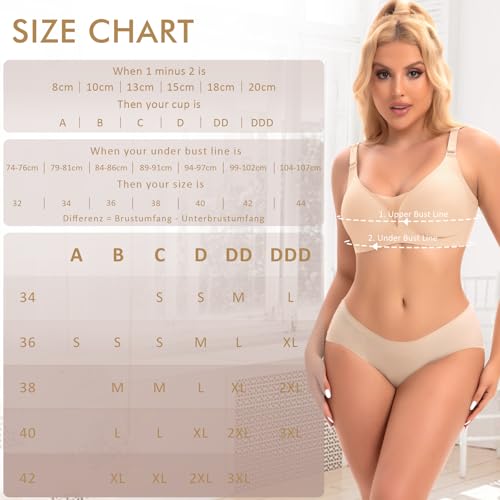 Image of Ganado Seamless Wireless Bras for Women No Underwire Bras Supportive Bralette Padded Comfort T Shirt Bra