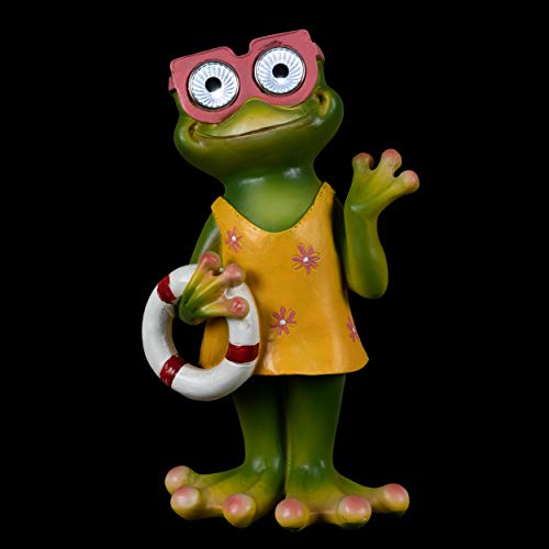 Blazin-Bison-Frog-Yard-Decorations-Outdoor-Decor--Garden-Statues-and-Figurines-Solar-Lawn-Ornaments-for-Patio-Balcony-and-Deck-Weather-Resistant-LED-Gifts-for-Patio-Auto-OnOff-Girl
