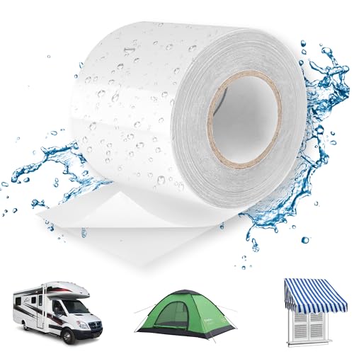 Lechin Cinta de Reparación para Lona / 5,7cm x 5m Cinta Adhesiva Impermeable/Parches para Toldos de Lona/Reparación de Carpas Toldos Glorietas/TPU Transparente