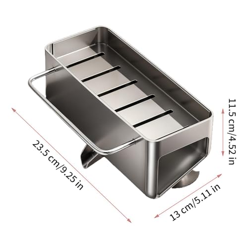 Soporte de esponja para fregadero con bandeja integrada para encimeras 7