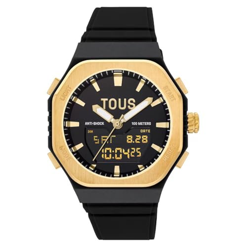 Montre BET Steel Analog/Digi en acier IPG doré et silicone noir, l'élégance masculine