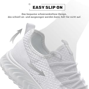 QIJGS Sportschoenen voor heren, sportschoenen, loopschoenen, sneakers, slip-on wandelschoenen, vrije tijd, licht, ademend, tennisschoenen, fitnessschoenen, B wit., 44 EU