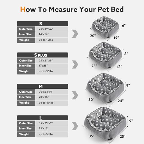 SIWA MARY Rectangle Dog Bed for Small Medium Dogs, Calming Dog Bed Small Size Dog, Orthopedic Dogs Sofa Bed, Washable Soft Calming Sleeping Soft Puppy Bed, Anti-Slip Bottom, Grey, S (20"x 19"x 6") - Image 4