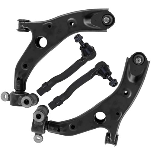 Image of Detroit Axle - 4pc Front Suspension Kit for 2014 2015 2016 2017 2018 Mazda 3, 3 Sport, 2 Lower Control Arms with Ball Joint 2 Outer Tie Rod Ends Replacement