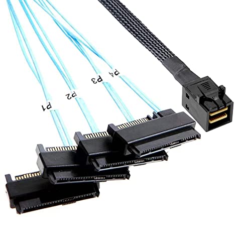 Adcaudx Mini Sas To Sas Cable: 1M Sff-8643 To Sas Sff-8643 To Sff-8482 Connector 4X Sas 29Pin With Sata Power Adapter Cable (3.3Ft) #TOP11
