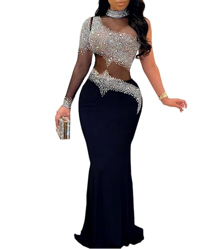 Image of Nagfar Women Rhinestone Sequin Birthday Party Sexy New Year Formal Dress