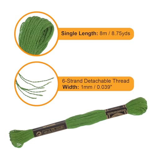 Image of HARFINGTON 3pcs 12 Skeins Embroidery Floss 8.75yds(8m) Egyptian Long-Staple Cotton Cross Stitch Thread for Sewing DIY Bracelet Yarn String and Crafts, Grass Green(6905)