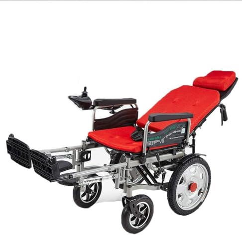Silla De Ruedas Eléctrica For Discapacitados, Scooter De Movilidad For Personas Mayores, Modo Dual Plegable, Antivuelco, Ruedas Traseras De 16 Pulgadas, Fácil De Transportar Y Almacenar, Rojo(12a)