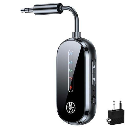 CAUTIOUS Transmisor Receptor Bluetooth 5.4, Transmisor Bluetooth último Modelo para TV con AUX de 3,5 mm, 2 en 1 Emisor Receptor Bluetoot, Adaptador Bluetoot para TV para Auriculares Inalámbricos