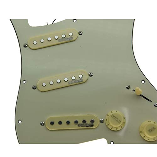 Dopro Loaded Guitar Pickguard with Wilkinson Pickups Prewired ST Pickguard for FD Strat Stratocaster Made In USA/Mexico Aged White - Image 4