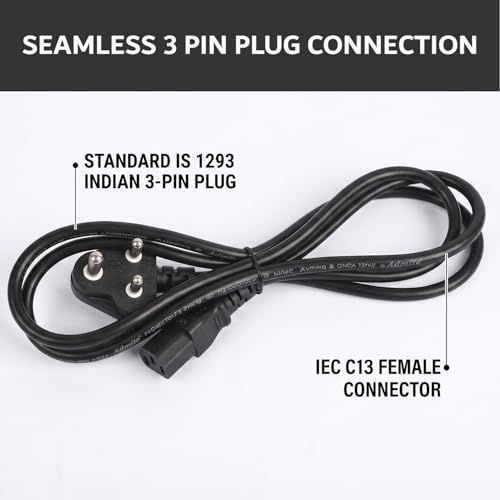 Image of Gigawatts IEC 60320 C13 Female Desktop Power Cord Cable with 3 Pin Connector Computer Mains Electronic Tools for Desktop Monitor Printer UPS and Other Office Equipments
