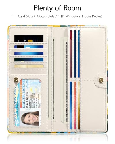 Image of Nipichsha Womens Wallet, RFID Slim Wallets for Women, Thin Ladies Credit Card Holder Purse, Cute Leather Bifold Clutch Billfold with 11 Card Slots & ID Window, Summer Dog