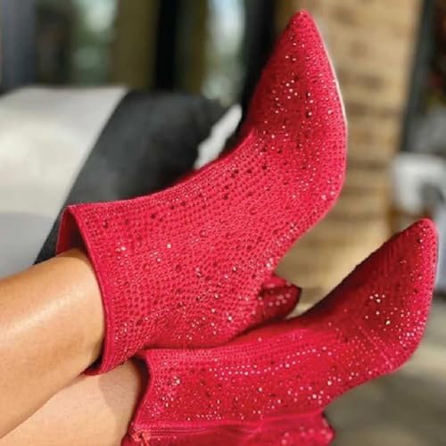 Forever Link Womens Pointed Toe Jeweled Rhinestone Crystal Ankle Booties Boots2